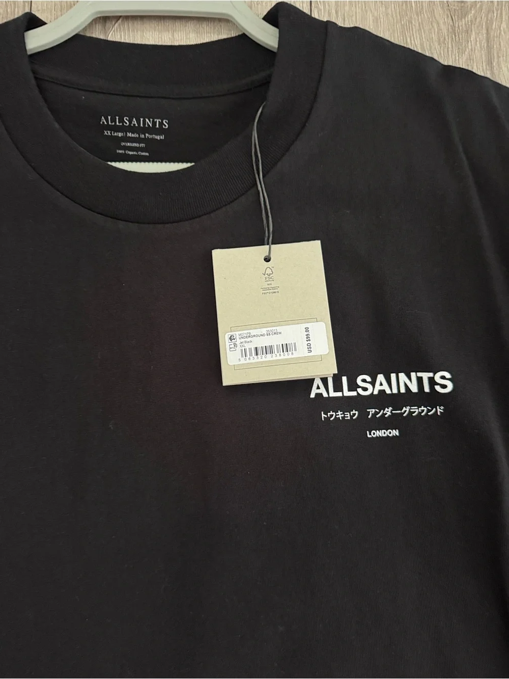 AllSaints Black Short-Sleeve Logo Tee - Picture 3 of 4